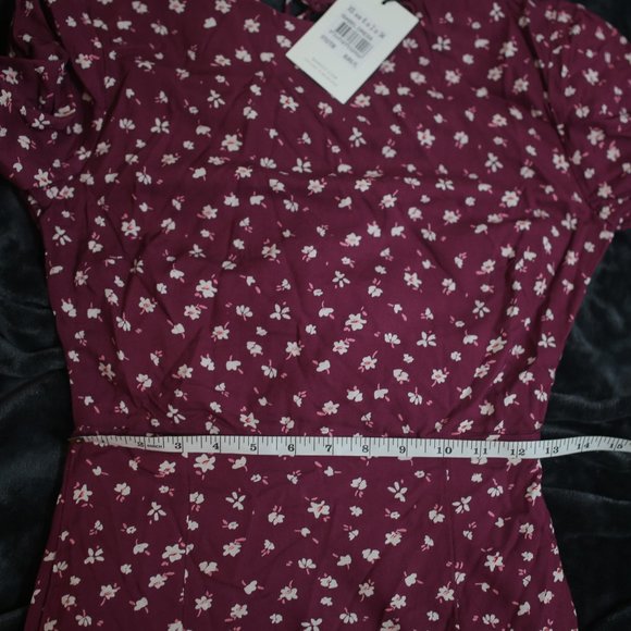 NWT Bardot & Revolve Burgundy Floral Open Back Midi Dress. - Picture 10 of 14